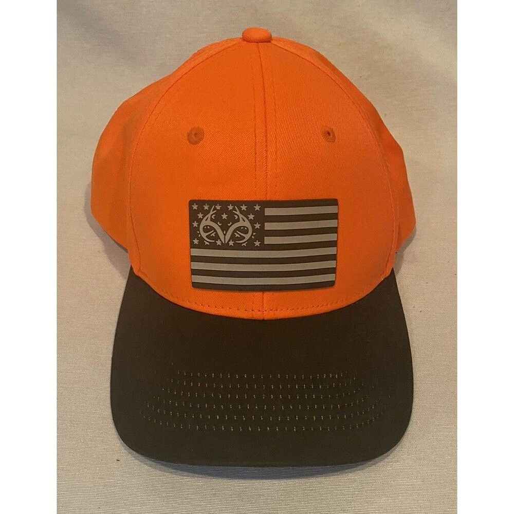 RealTree Men’s Americana Flag Blaze Hunter Orange Twill Pro-Round Adjustable Hat